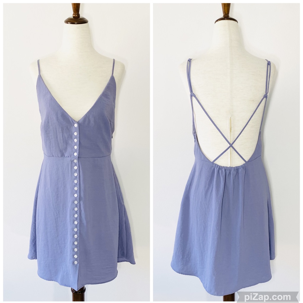 Urban Outfitters Lavender Button Front Strappy Back Fit & Flare Dress Medium